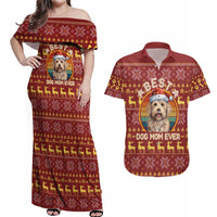 Havanese Best Dog Mom Christmas Couples Matching Off Shoulder Maxi Dress and Hawaiian Shirt Xmas Holiday Patterns - Wonder Print Shop