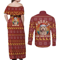 Havanese Best Dog Mom Christmas Couples Matching Off Shoulder Maxi Dress and Long Sleeve Button Shirt Xmas Holiday Patterns - Wonder Print Shop