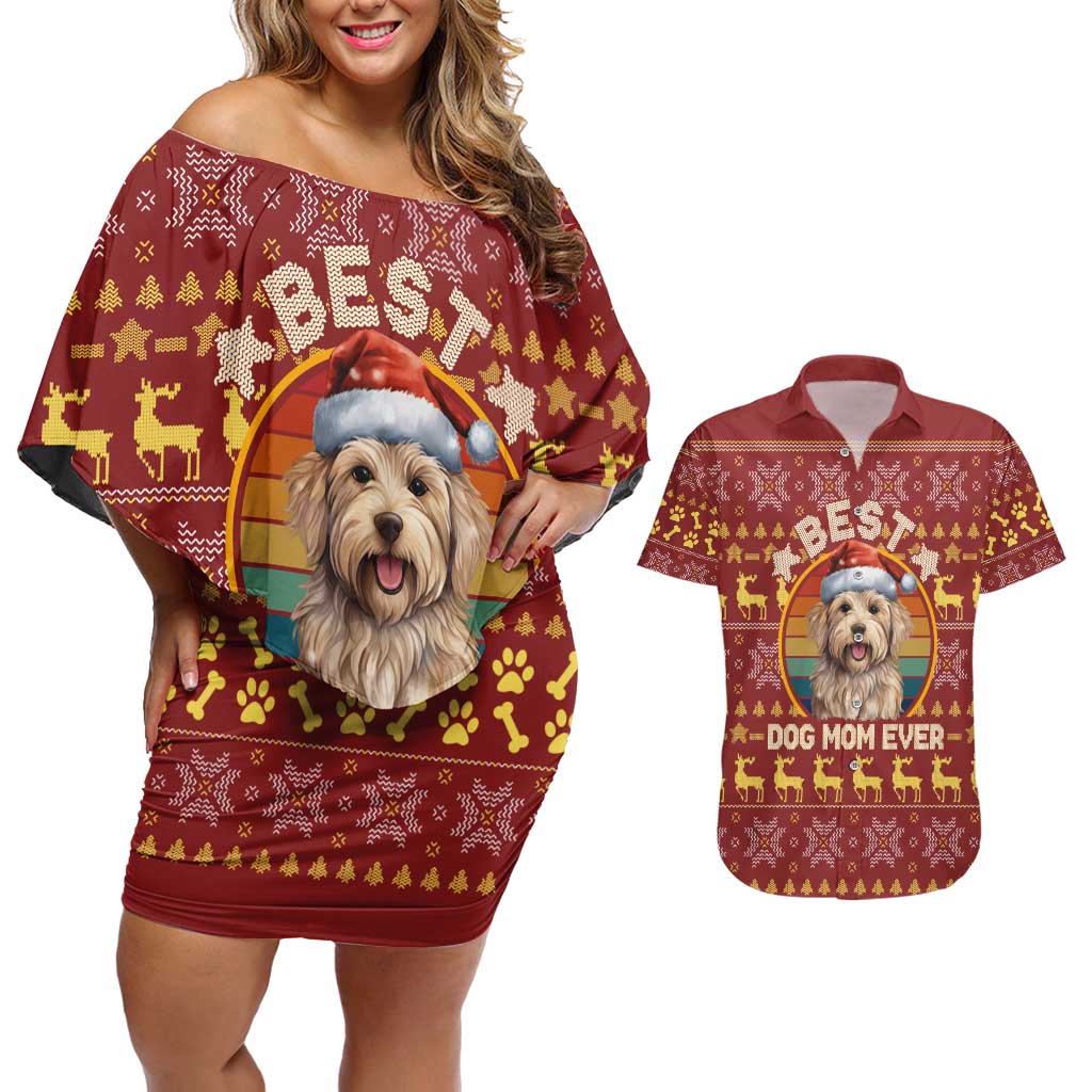 Havanese Best Dog Mom Christmas Couples Matching Off Shoulder Short Dress and Hawaiian Shirt Xmas Holiday Patterns - Wonder Print Shop