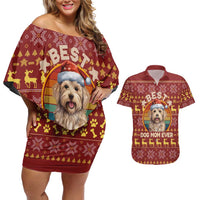 Havanese Best Dog Mom Christmas Couples Matching Off Shoulder Short Dress and Hawaiian Shirt Xmas Holiday Patterns - Wonder Print Shop