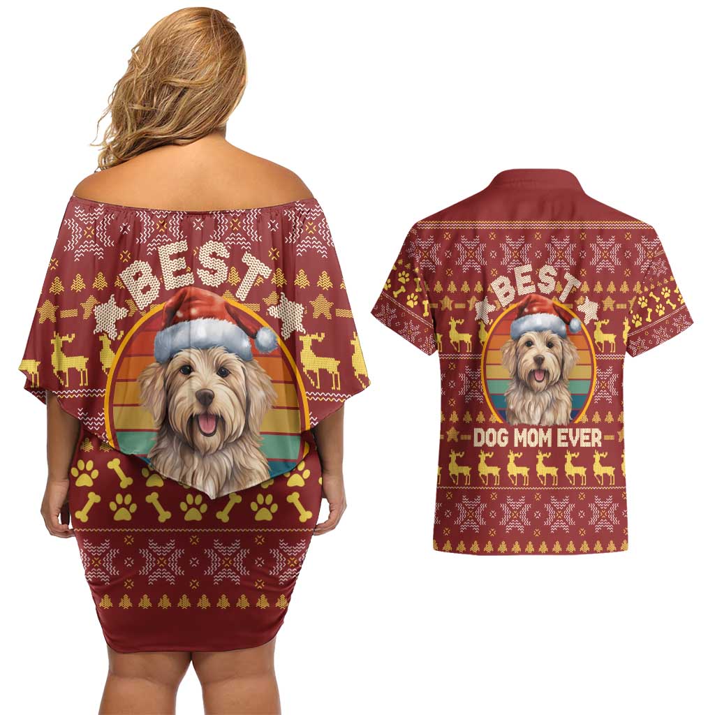 Havanese Best Dog Mom Christmas Couples Matching Off Shoulder Short Dress and Hawaiian Shirt Xmas Holiday Patterns - Wonder Print Shop