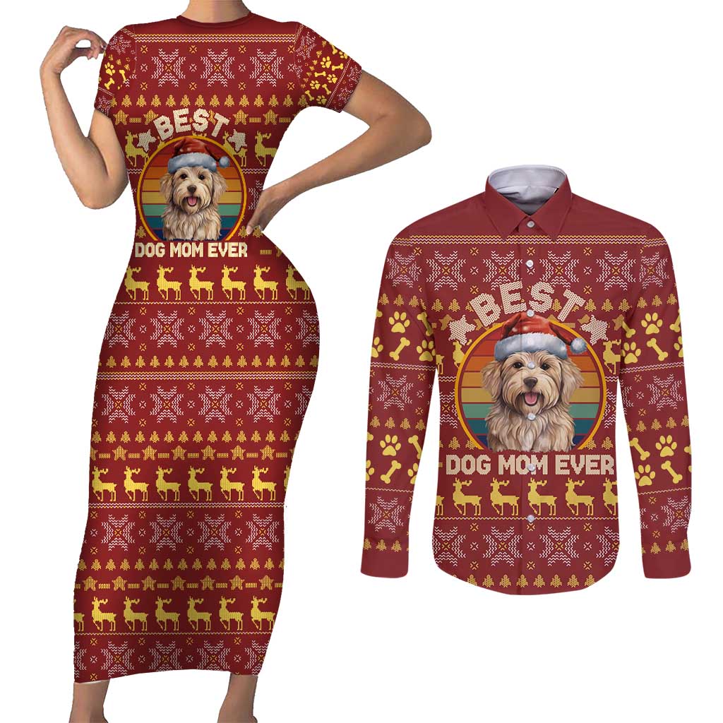 Havanese Best Dog Mom Christmas Couples Matching Short Sleeve Bodycon Dress and Long Sleeve Button Shirt Xmas Holiday Patterns - Wonder Print Shop