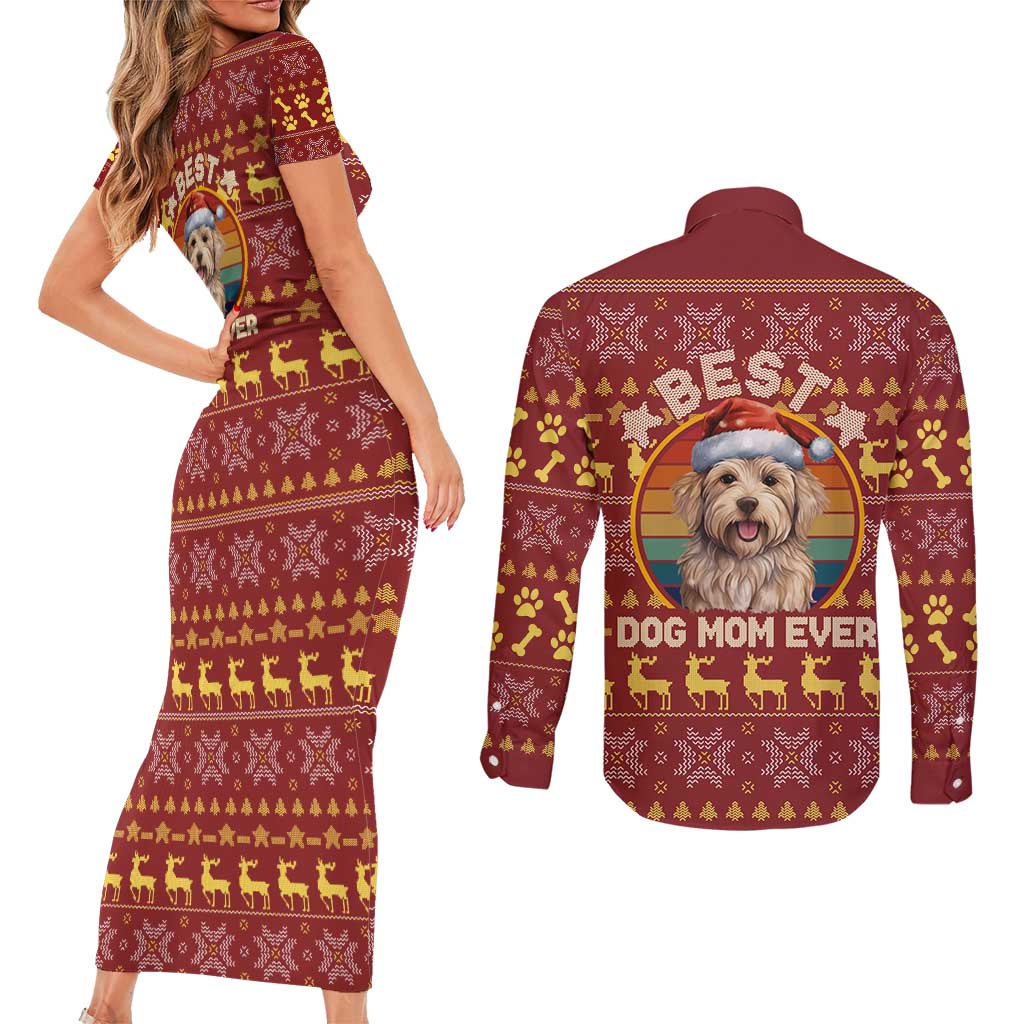 Havanese Best Dog Mom Christmas Couples Matching Short Sleeve Bodycon Dress and Long Sleeve Button Shirt Xmas Holiday Patterns - Wonder Print Shop