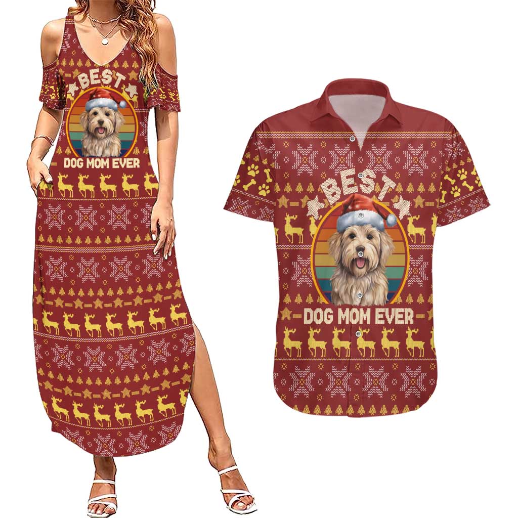 Havanese Best Dog Mom Christmas Couples Matching Summer Maxi Dress and Hawaiian Shirt Xmas Holiday Patterns - Wonder Print Shop