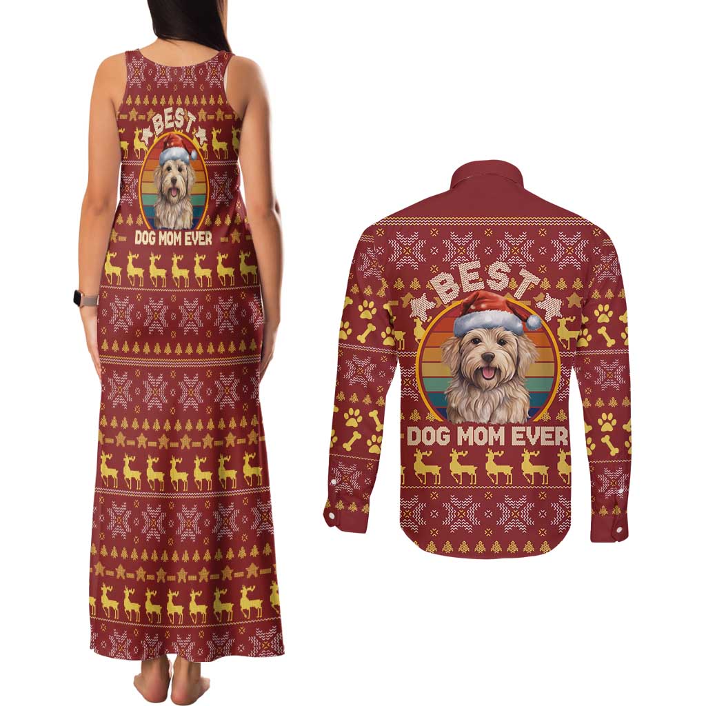 Havanese Best Dog Mom Christmas Couples Matching Tank Maxi Dress and Long Sleeve Button Shirt Xmas Holiday Patterns - Wonder Print Shop