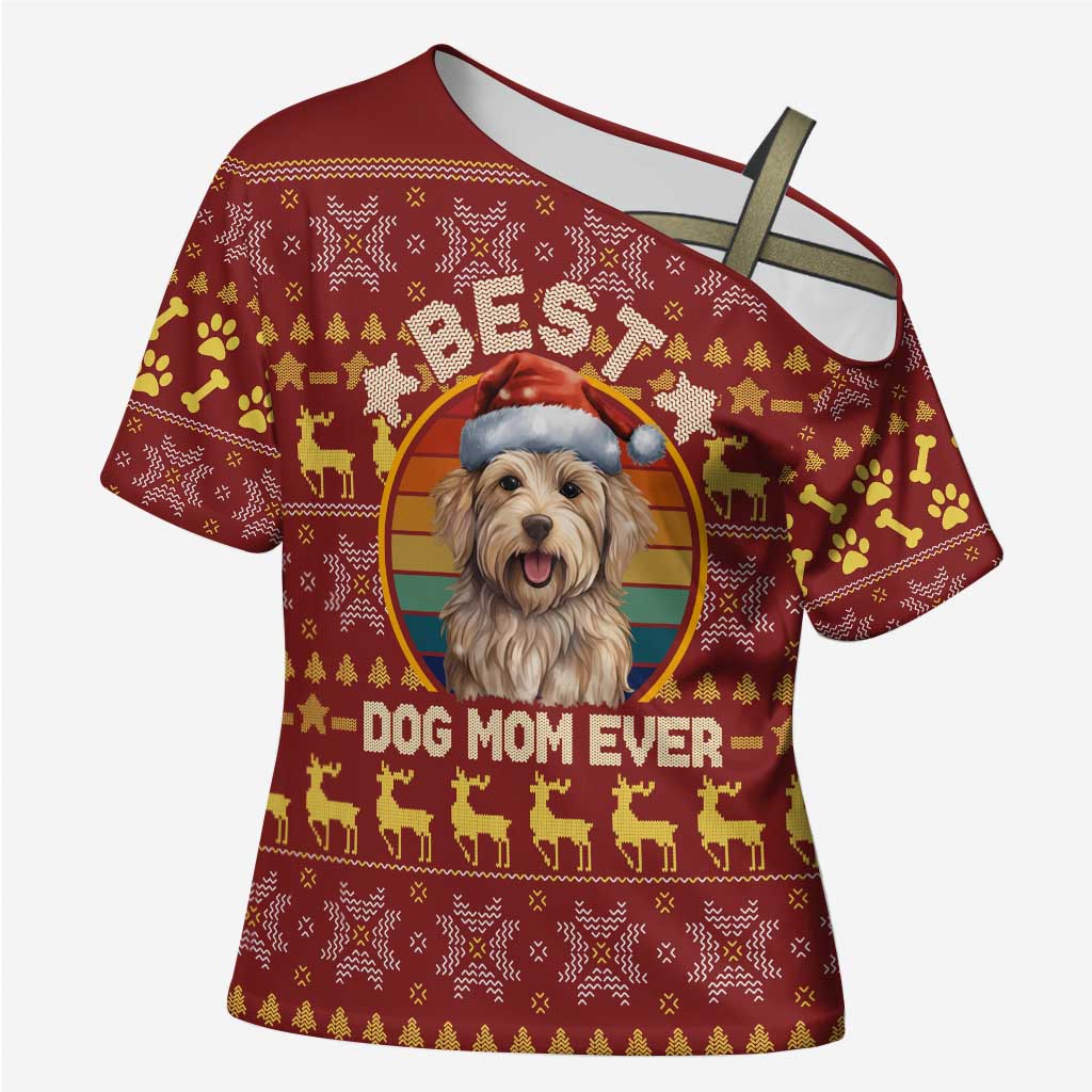 Havanese Best Dog Mom Christmas Cross Shoulder Shirt Xmas Holiday Patterns - Wonder Print Shop