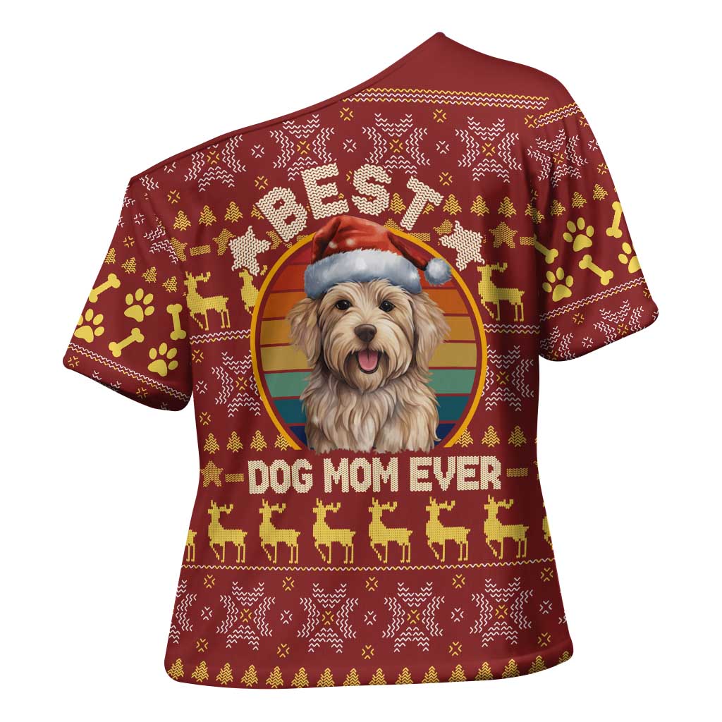 Havanese Best Dog Mom Christmas Cross Shoulder Shirt Xmas Holiday Patterns - Wonder Print Shop