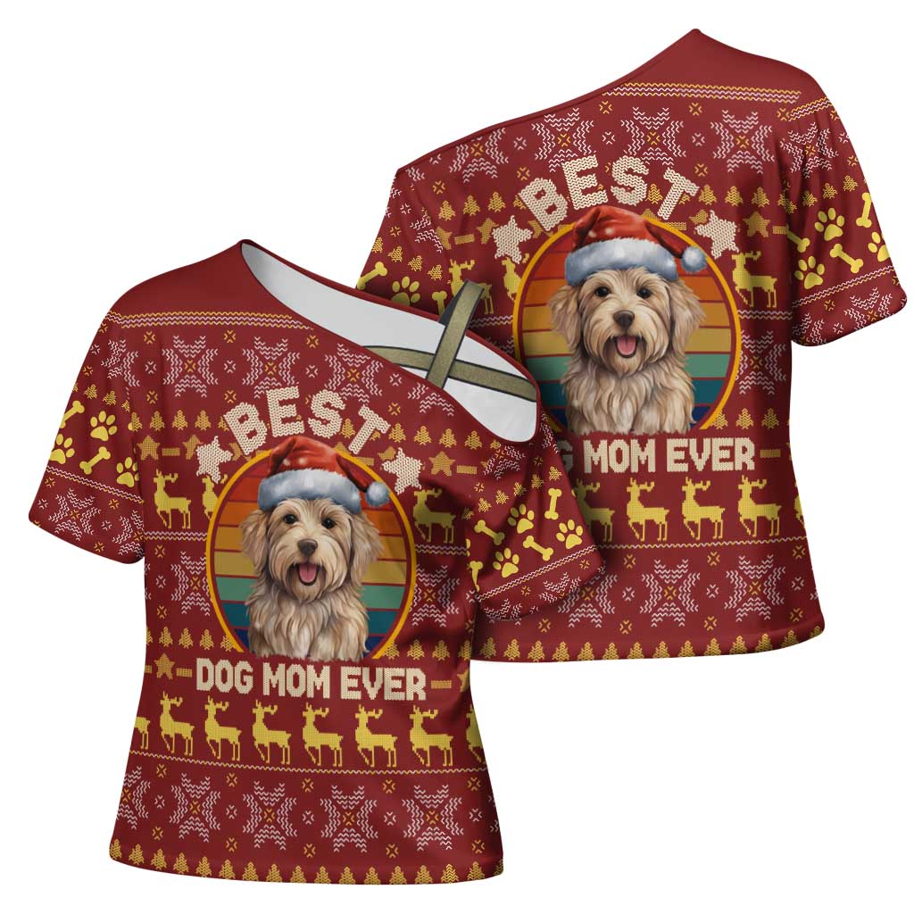 Havanese Best Dog Mom Christmas Cross Shoulder Shirt Xmas Holiday Patterns - Wonder Print Shop