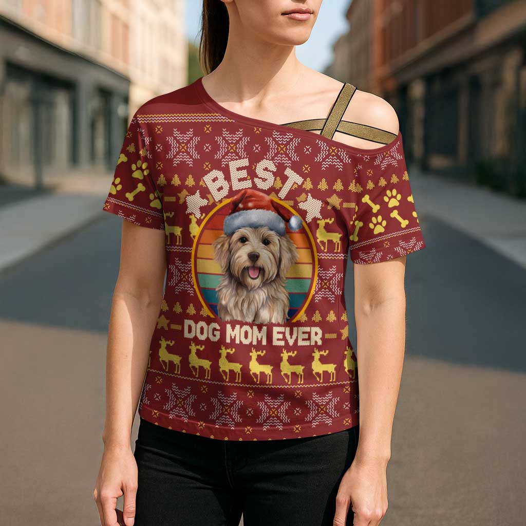 Havanese Best Dog Mom Christmas Cross Shoulder Shirt Xmas Holiday Patterns - Wonder Print Shop