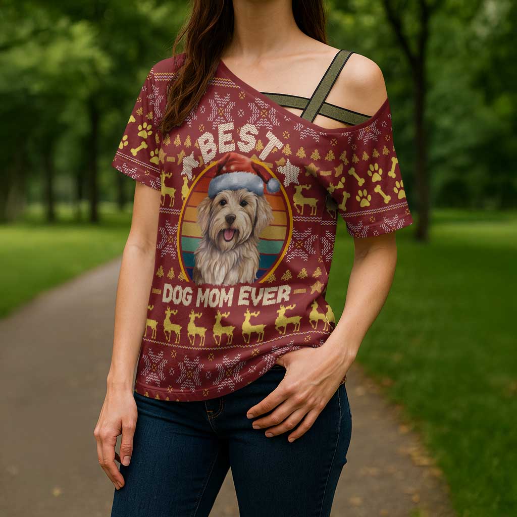 Havanese Best Dog Mom Christmas Cross Shoulder Shirt Xmas Holiday Patterns - Wonder Print Shop