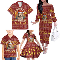 Havanese Best Dog Mom Christmas Family Matching Off The Shoulder Long Sleeve Dress and Hawaiian Shirt Xmas Holiday Patterns - Wonder Print Shop