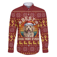 Havanese Best Dog Mom Christmas Family Matching Off The Shoulder Long Sleeve Dress and Hawaiian Shirt Xmas Holiday Patterns - Wonder Print Shop