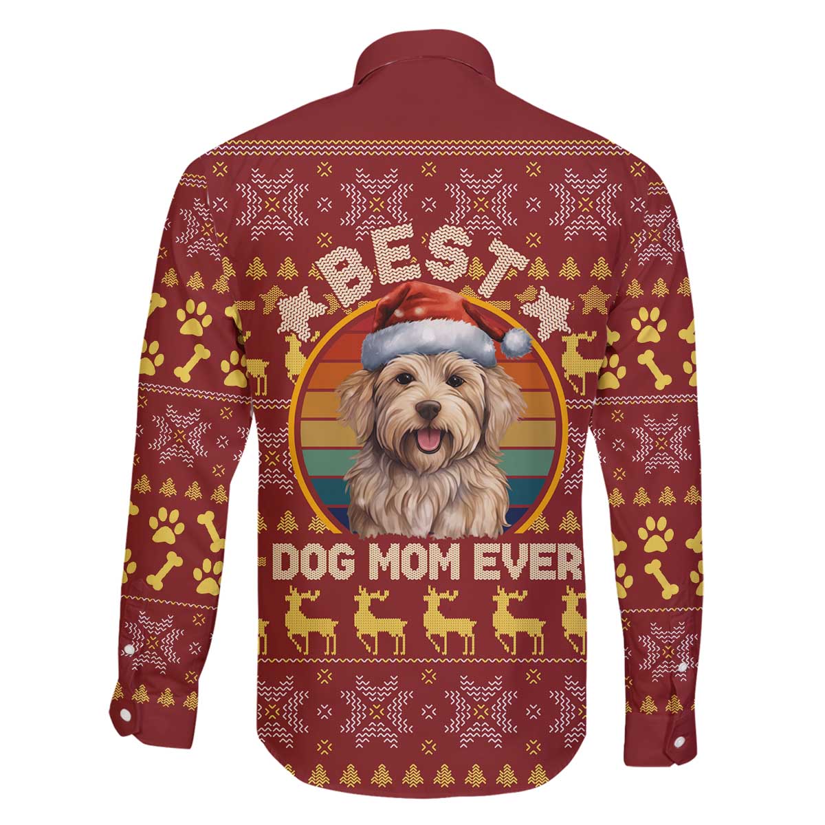 Havanese Best Dog Mom Christmas Family Matching Off The Shoulder Long Sleeve Dress and Hawaiian Shirt Xmas Holiday Patterns - Wonder Print Shop