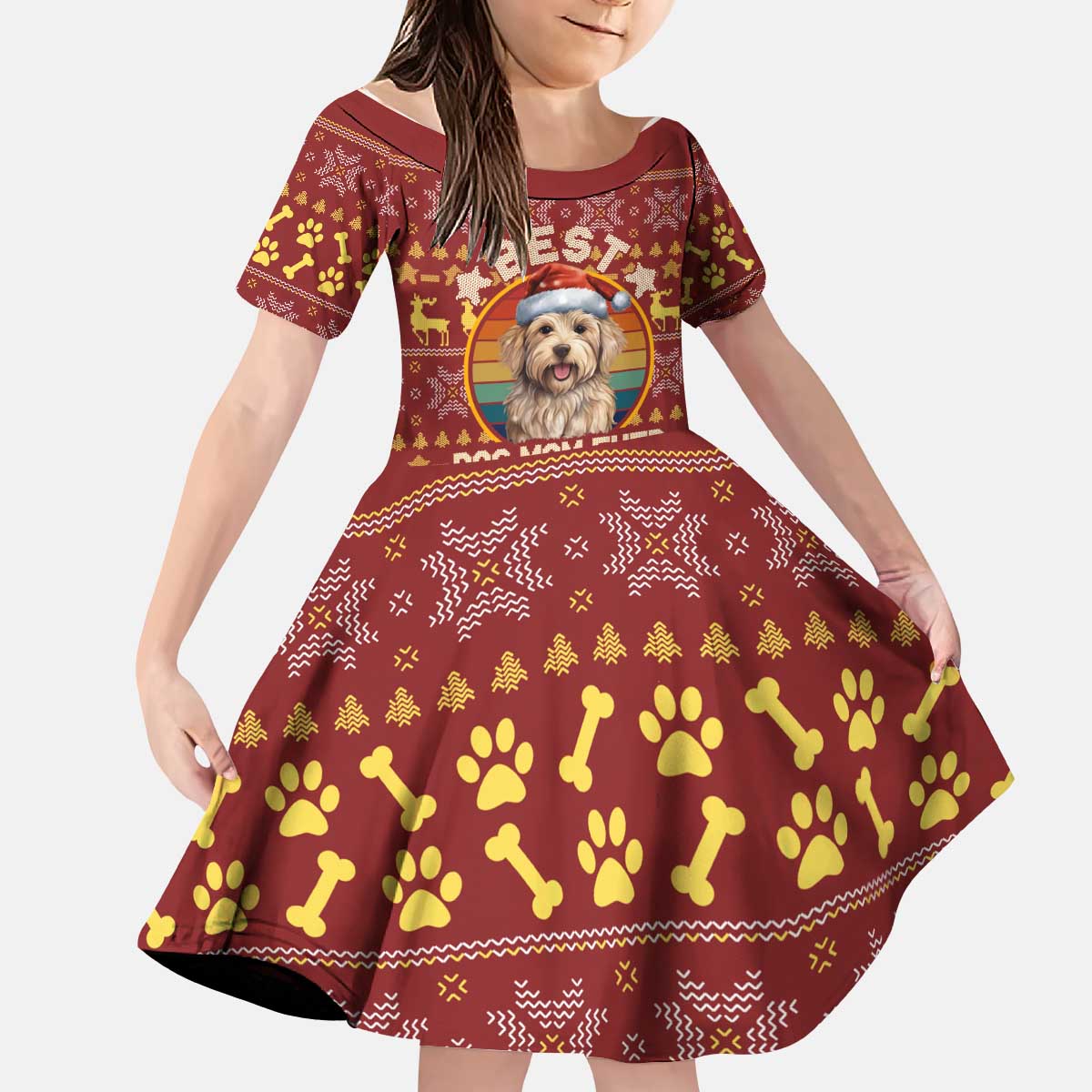 Havanese Best Dog Mom Christmas Kid Short Sleeve Dress Xmas Holiday Patterns - Wonder Print Shop