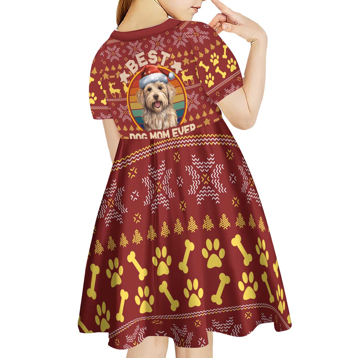 Havanese Best Dog Mom Christmas Kid Short Sleeve Dress Xmas Holiday Patterns - Wonder Print Shop