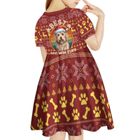 Havanese Best Dog Mom Christmas Kid Short Sleeve Dress Xmas Holiday Patterns - Wonder Print Shop