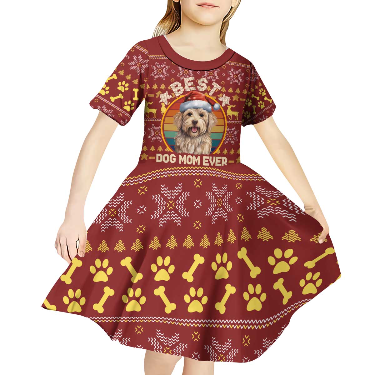 Havanese Best Dog Mom Christmas Kid Short Sleeve Dress Xmas Holiday Patterns - Wonder Print Shop