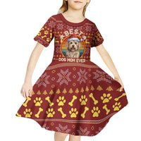 Havanese Best Dog Mom Christmas Kid Short Sleeve Dress Xmas Holiday Patterns - Wonder Print Shop