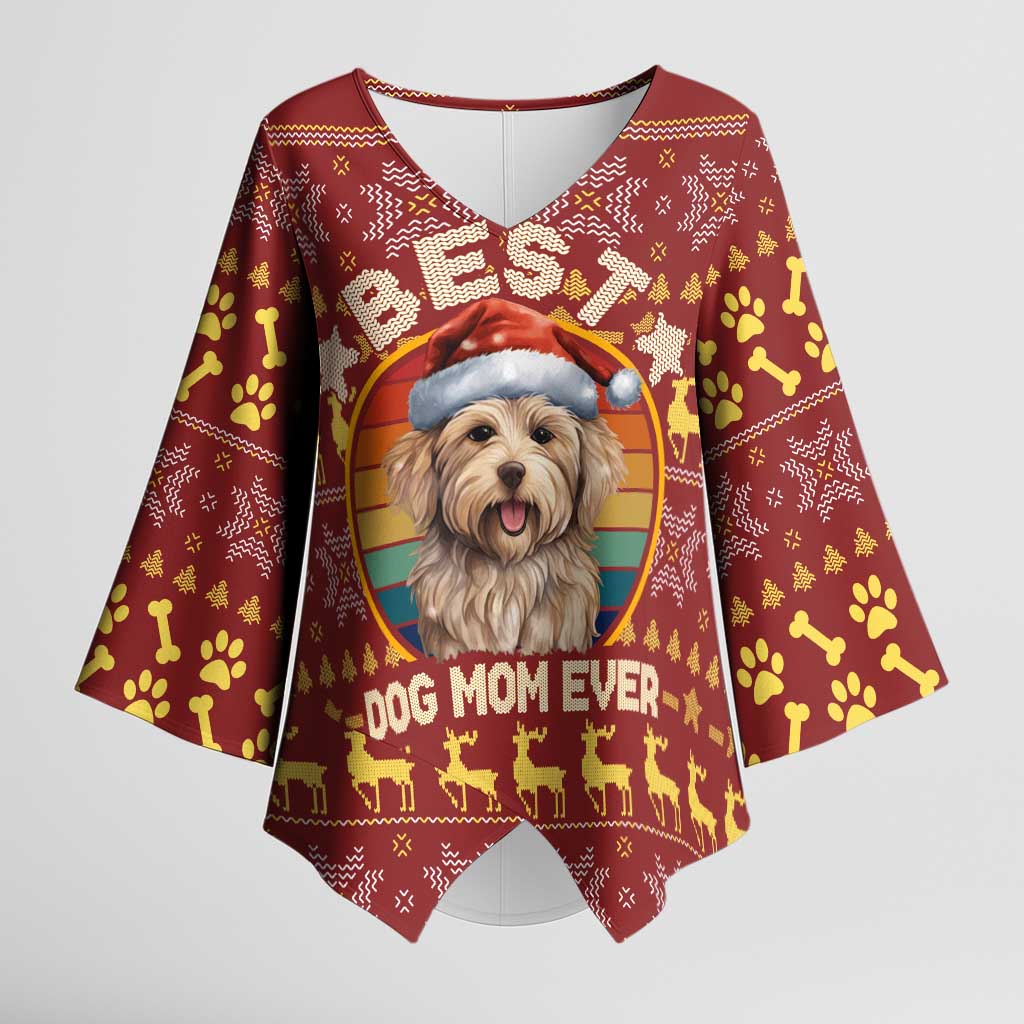Havanese Best Dog Mom Christmas Kimono Sleeve Blouse Xmas Holiday Patterns - Wonder Print Shop