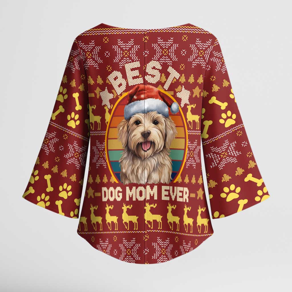 Havanese Best Dog Mom Christmas Kimono Sleeve Blouse Xmas Holiday Patterns - Wonder Print Shop