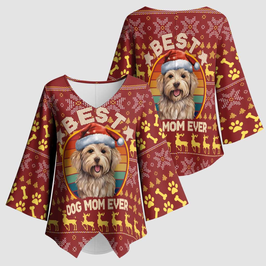 Havanese Best Dog Mom Christmas Kimono Sleeve Blouse Xmas Holiday Patterns - Wonder Print Shop