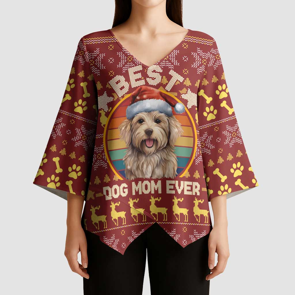 Havanese Best Dog Mom Christmas Kimono Sleeve Blouse Xmas Holiday Patterns - Wonder Print Shop
