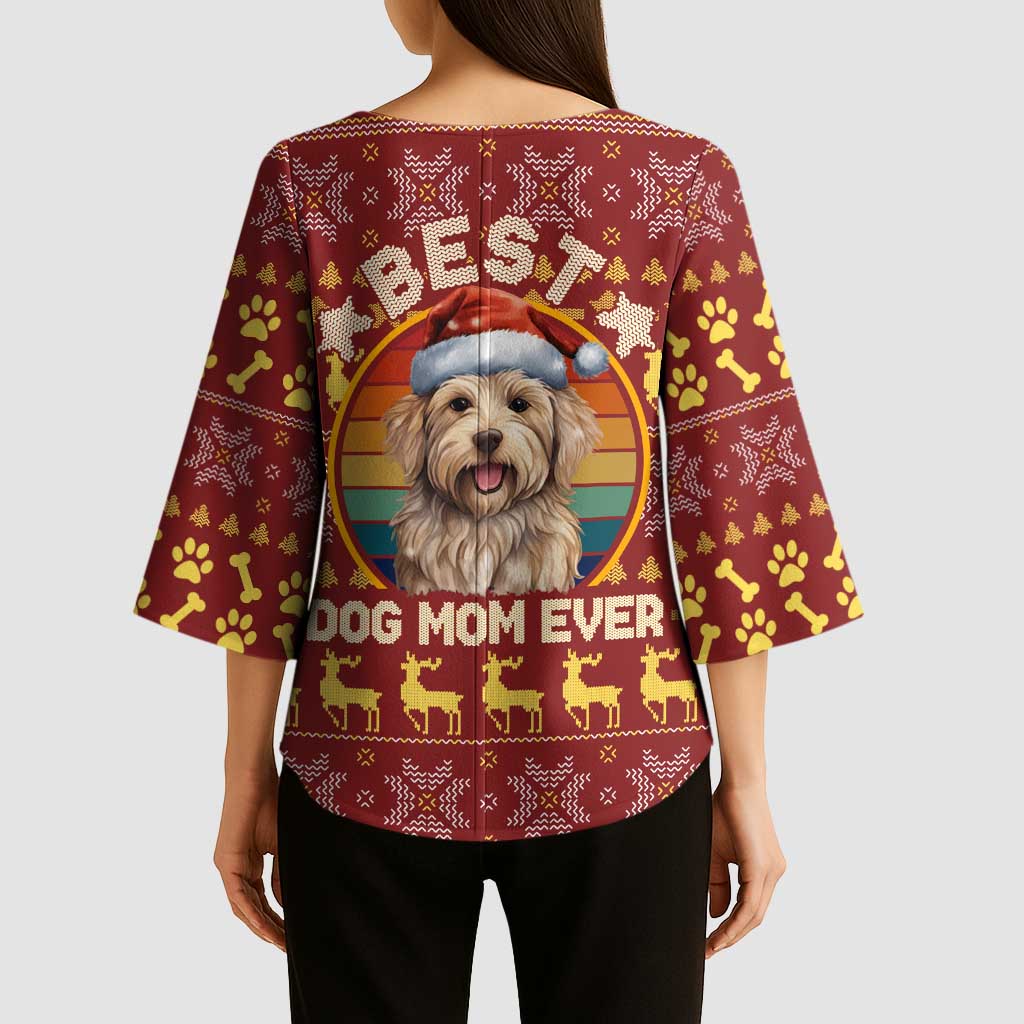 Havanese Best Dog Mom Christmas Kimono Sleeve Blouse Xmas Holiday Patterns - Wonder Print Shop