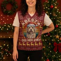 Havanese Best Dog Mom Christmas Knitted V-Neck Vest Xmas Holiday Patterns - Wonder Print Shop