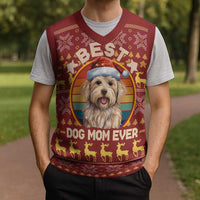 Havanese Best Dog Mom Christmas Knitted V-Neck Vest Xmas Holiday Patterns - Wonder Print Shop