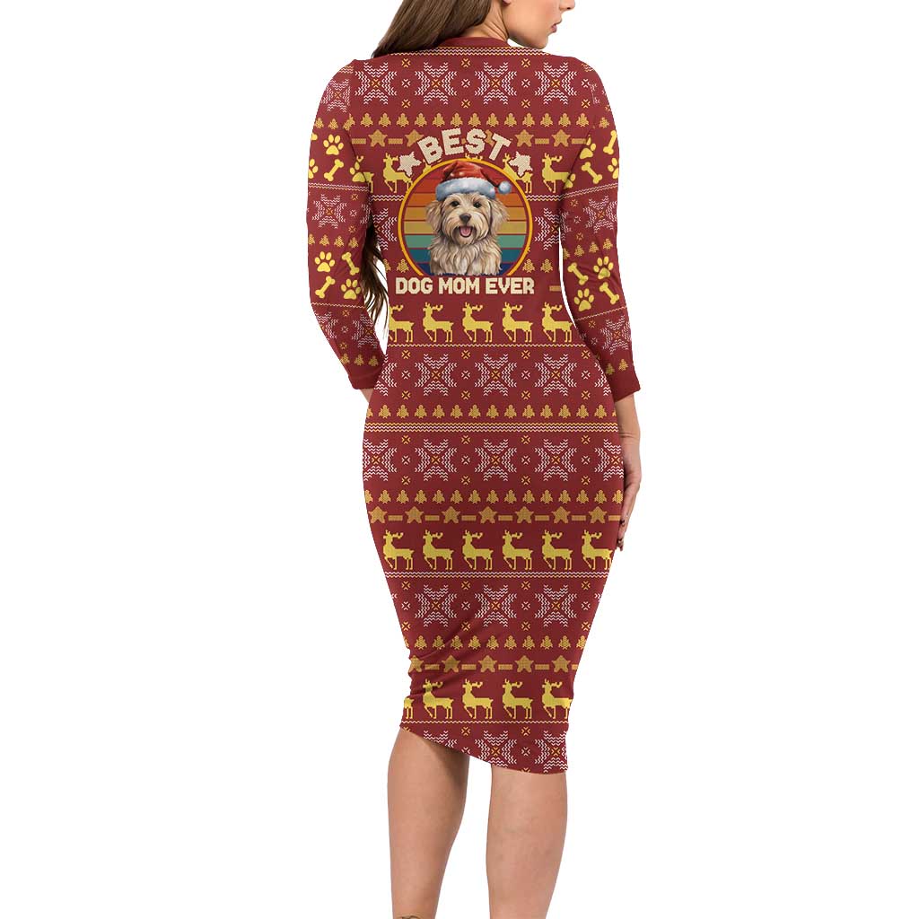 Havanese Best Dog Mom Christmas Long Sleeve Bodycon Dress Xmas Holiday Patterns - Wonder Print Shop