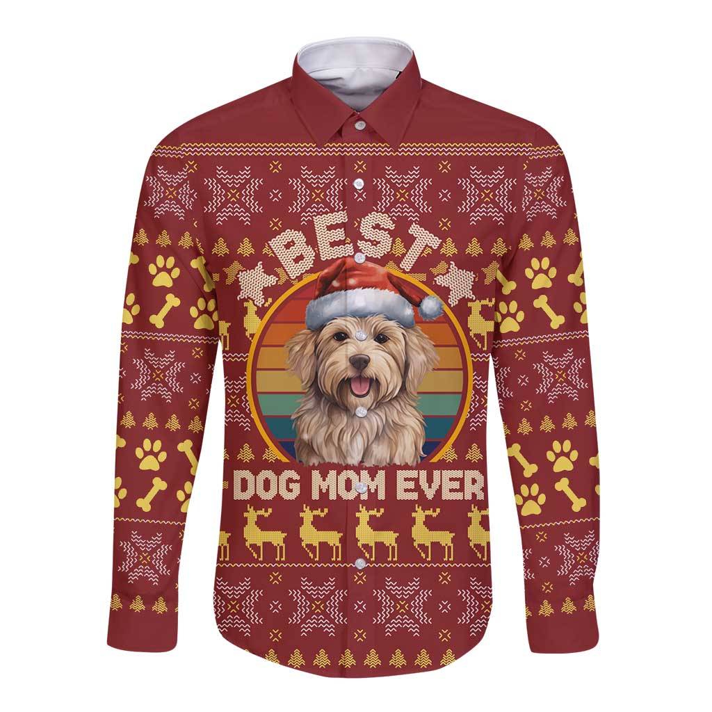 Havanese Best Dog Mom Christmas Long Sleeve Button Shirt Xmas Holiday Patterns - Wonder Print Shop