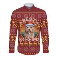 Havanese Best Dog Mom Christmas Long Sleeve Button Shirt Xmas Holiday Patterns - Wonder Print Shop