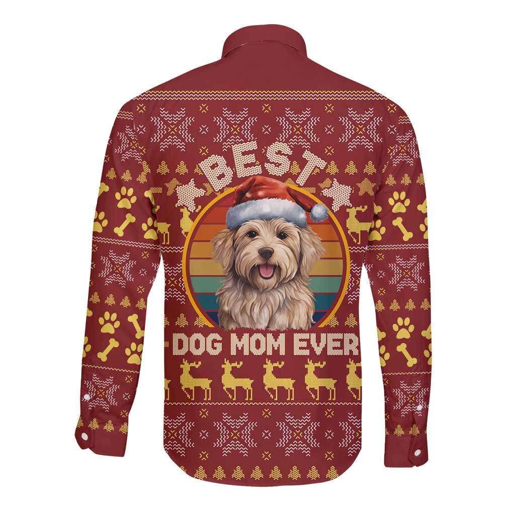 Havanese Best Dog Mom Christmas Long Sleeve Button Shirt Xmas Holiday Patterns - Wonder Print Shop