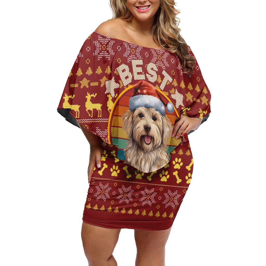 Havanese Best Dog Mom Christmas Off Shoulder Short Dress Xmas Holiday Patterns - Wonder Print Shop