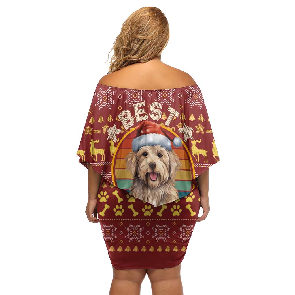 Havanese Best Dog Mom Christmas Off Shoulder Short Dress Xmas Holiday Patterns - Wonder Print Shop