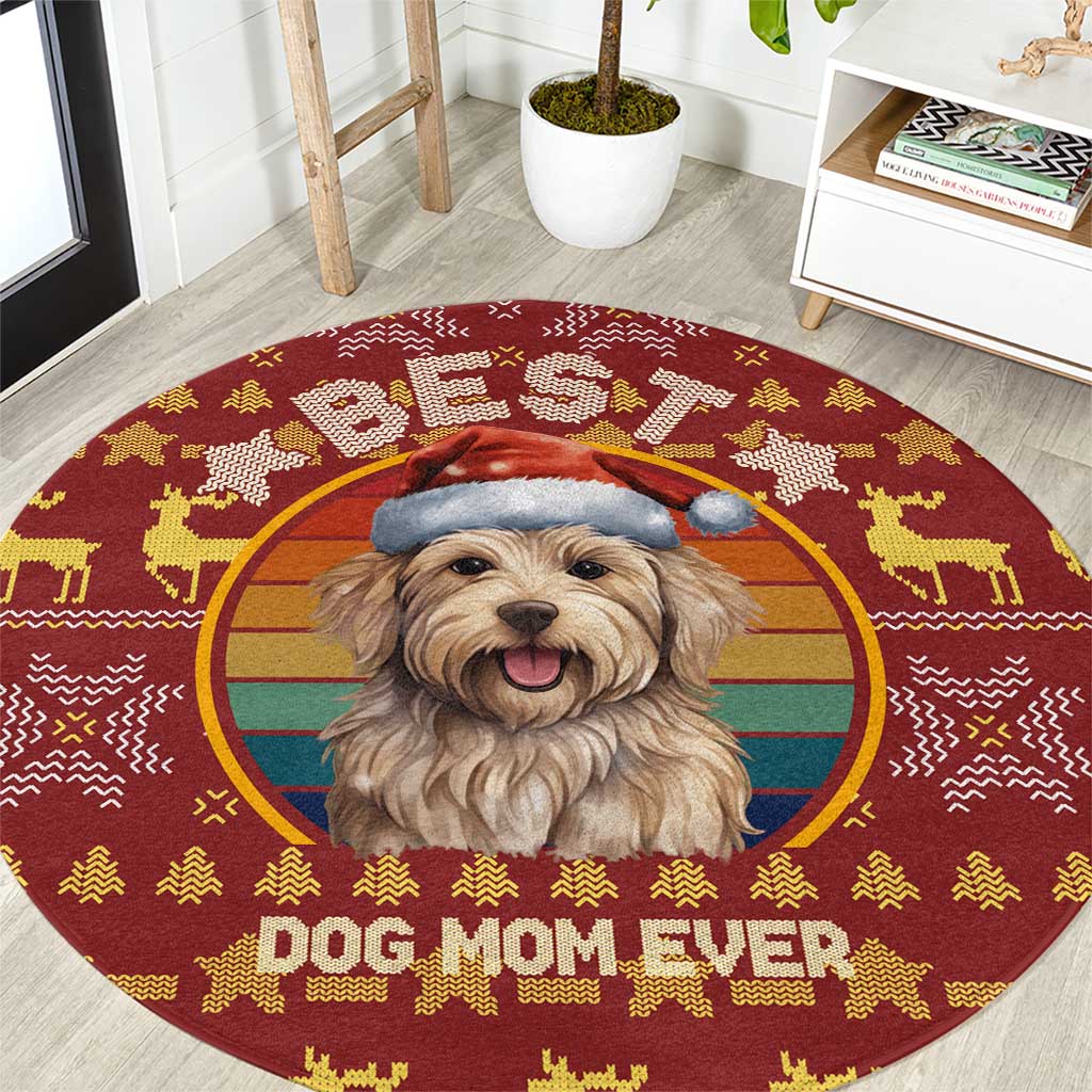 Havanese Best Dog Mom Christmas Round Carpet Xmas Holiday Patterns - Wonder Print Shop