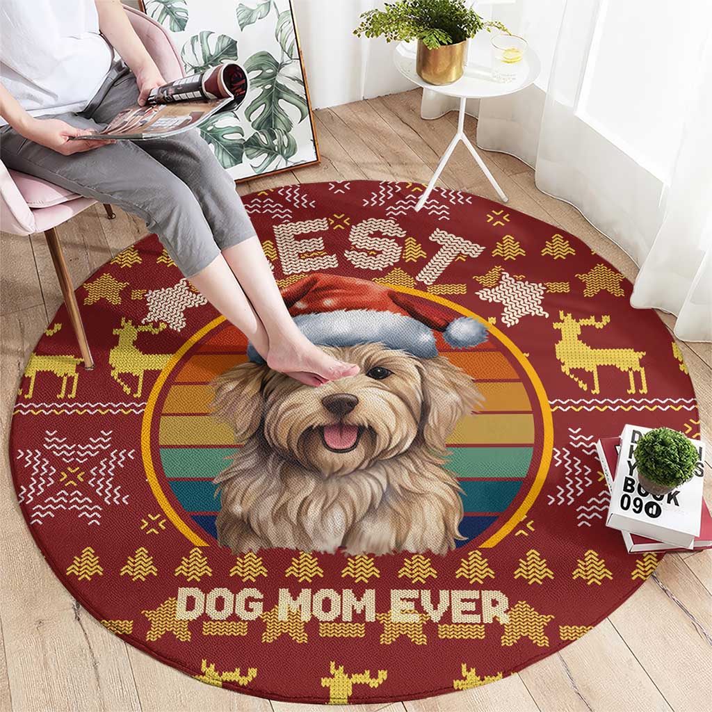 Havanese Best Dog Mom Christmas Round Carpet Xmas Holiday Patterns - Wonder Print Shop