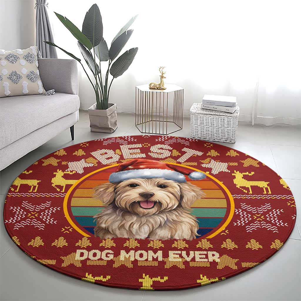 Havanese Best Dog Mom Christmas Round Carpet Xmas Holiday Patterns - Wonder Print Shop