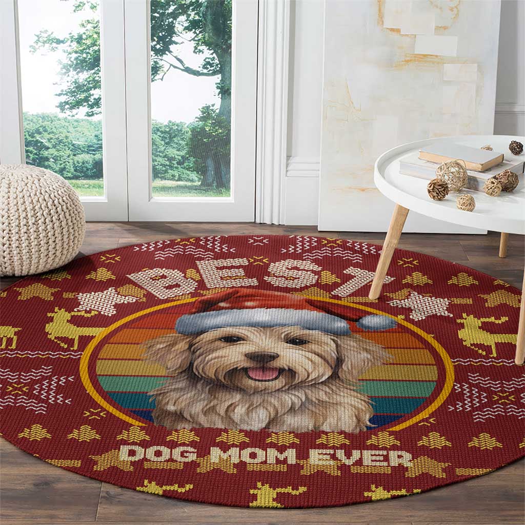 Havanese Best Dog Mom Christmas Round Carpet Xmas Holiday Patterns - Wonder Print Shop