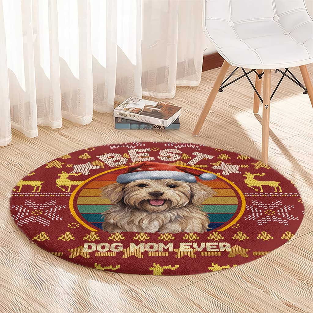 Havanese Best Dog Mom Christmas Round Carpet Xmas Holiday Patterns - Wonder Print Shop