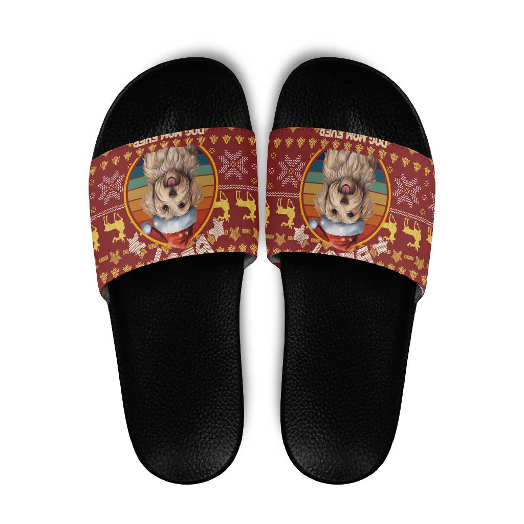 Havanese Best Dog Mom Christmas Slide Sandals Xmas Holiday Patterns - Wonder Print Shop