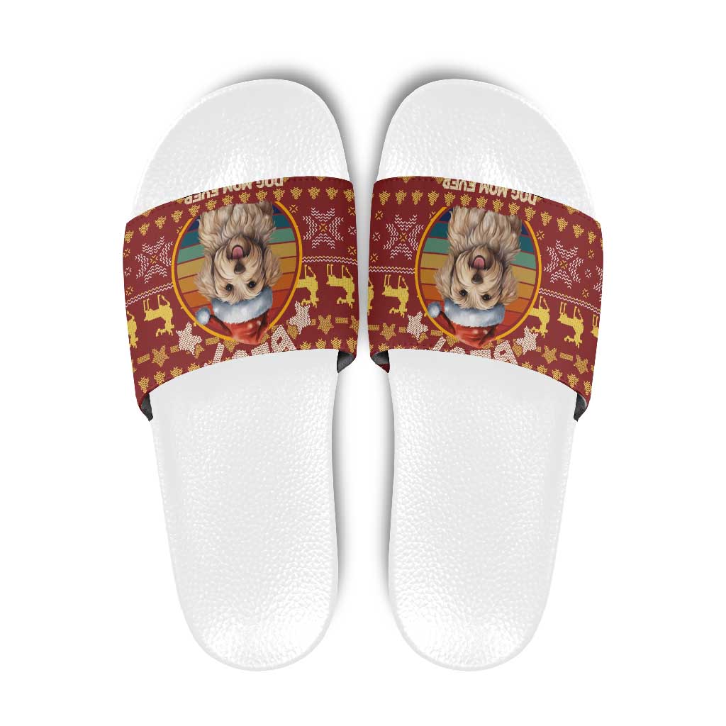 Havanese Best Dog Mom Christmas Slide Sandals Xmas Holiday Patterns - Wonder Print Shop