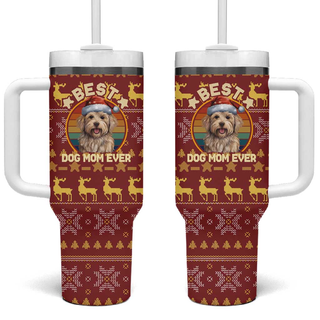 Havanese Best Dog Mom Christmas Tumbler With Handle Xmas Holiday Patterns - Wonder Print Shop