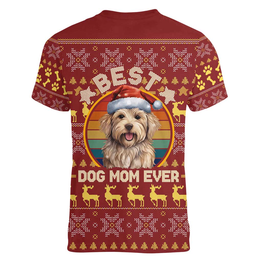 Havanese Best Dog Mom Christmas Women V-Neck T-Shirt Xmas Holiday Patterns - Wonder Print Shop