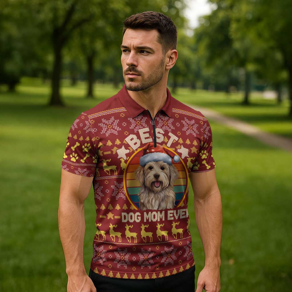 Havanese Best Dog Mom Christmas Zipper Polo Shirt Xmas Holiday Patterns - Wonder Print Shop