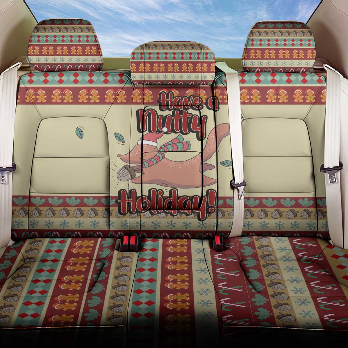 Have A Nutty Holiday Christmas Christmas Back Car Seat Cover Xmas Holiday Patterns - Wonder Print Shop