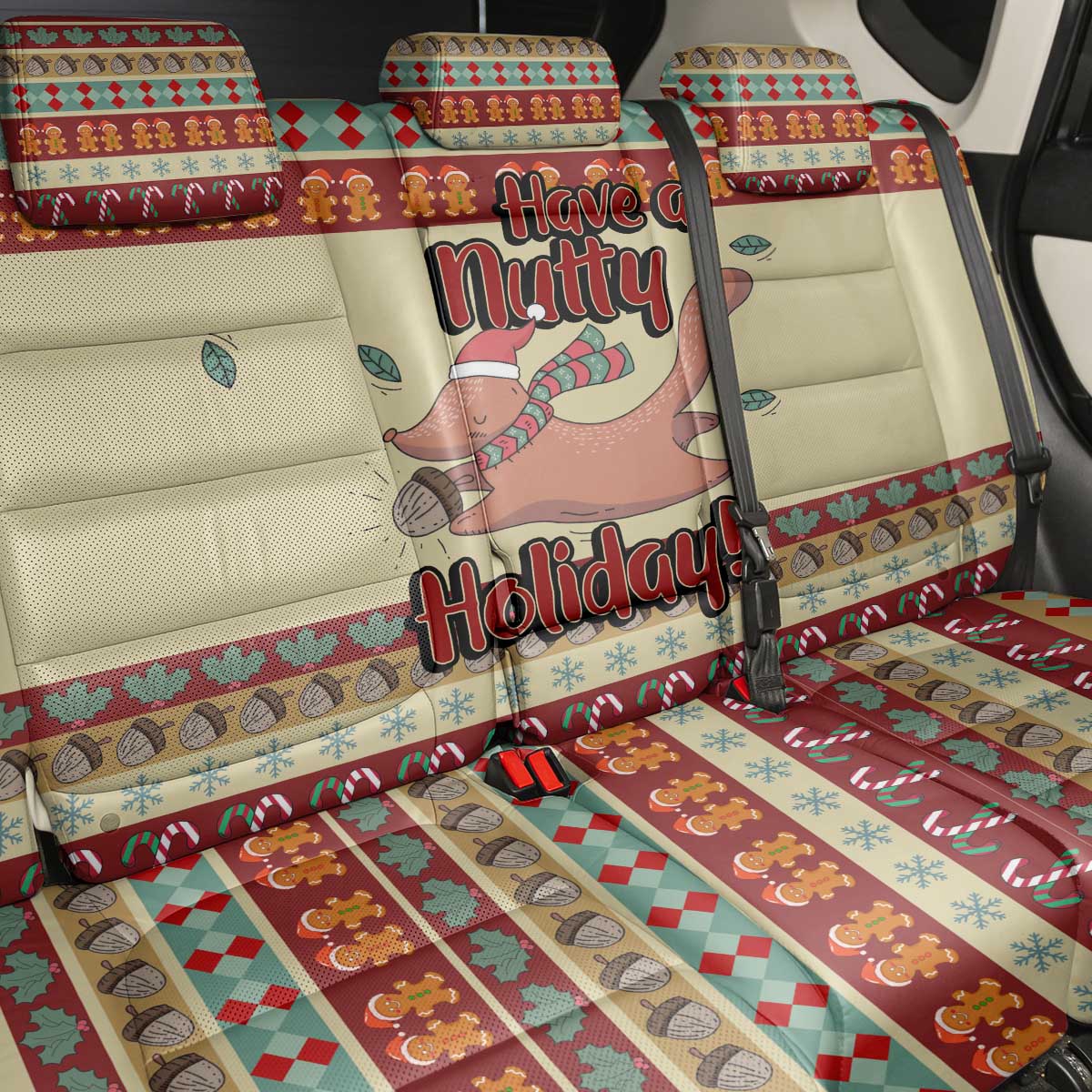 Have A Nutty Holiday Christmas Christmas Back Car Seat Cover Xmas Holiday Patterns - Wonder Print Shop