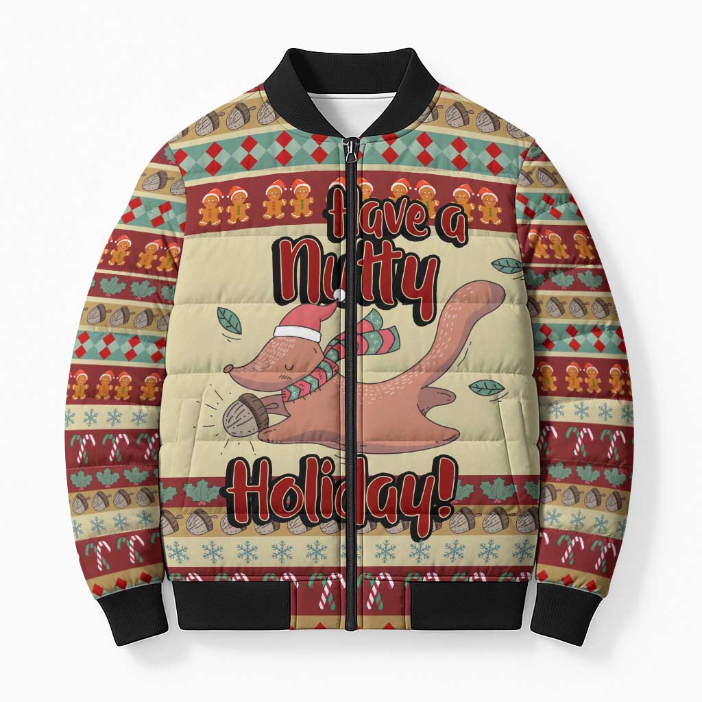 Have A Nutty Holiday Christmas Christmas Bomber Puffer Jacket Xmas Holiday Patterns - Wonder Print Shop