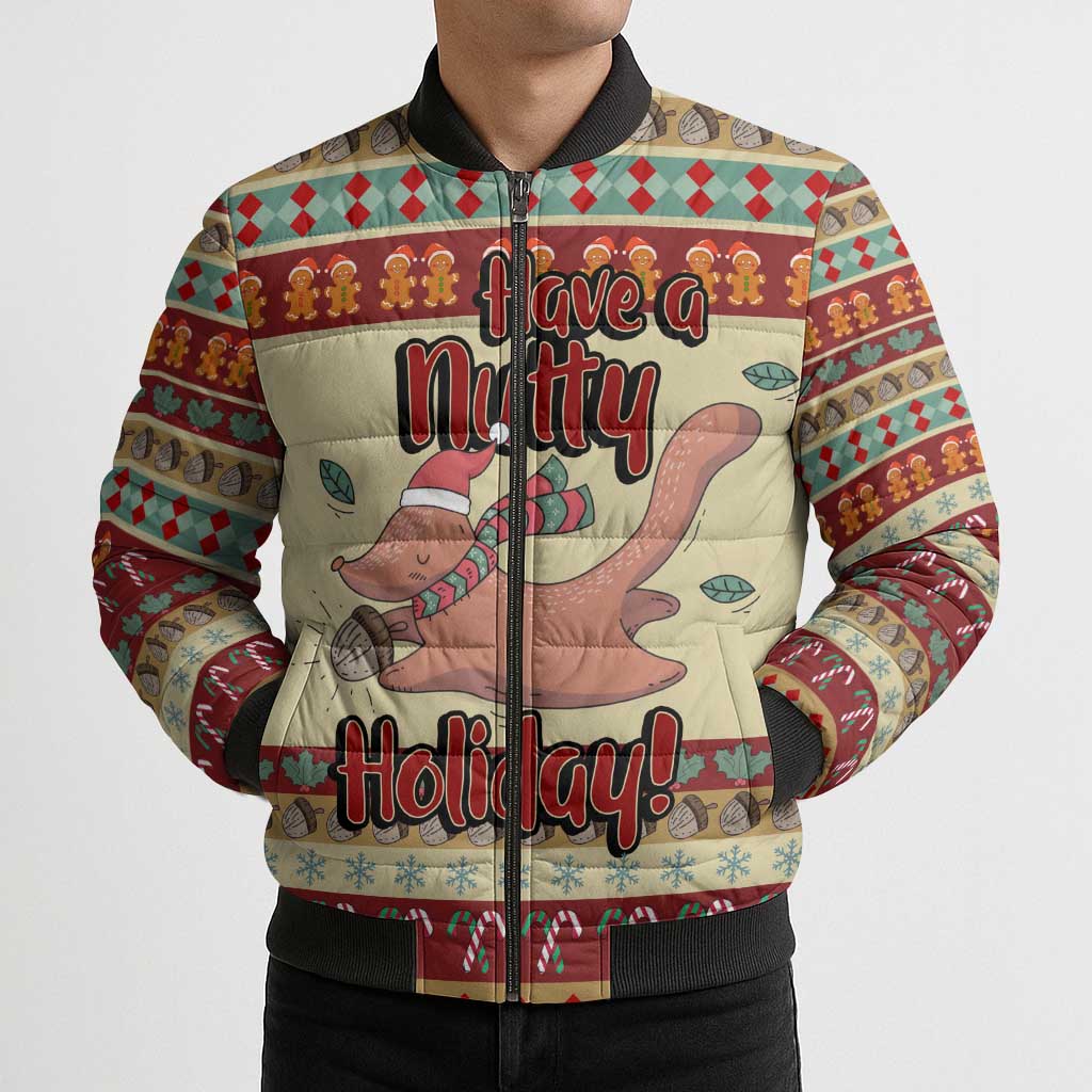 Have A Nutty Holiday Christmas Christmas Bomber Puffer Jacket Xmas Holiday Patterns - Wonder Print Shop