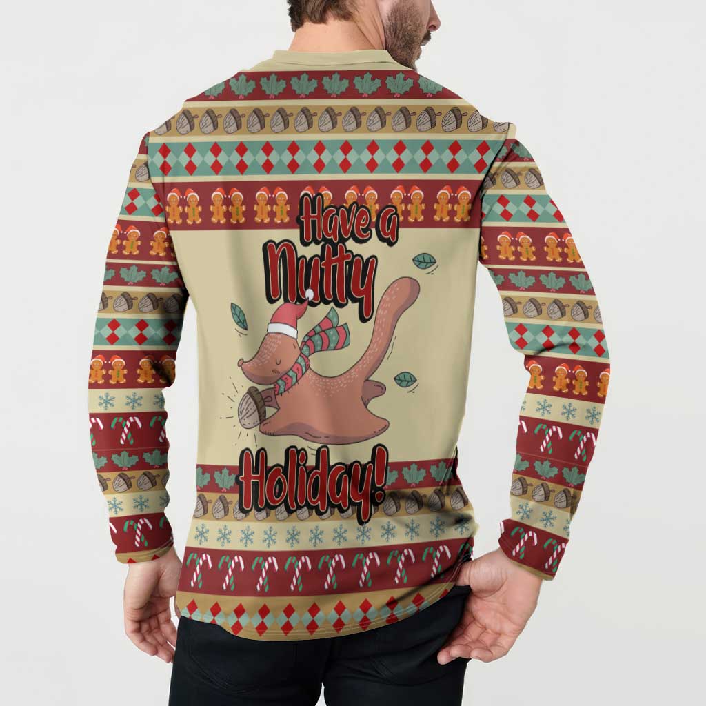 Have A Nutty Holiday Christmas Christmas Button Sweatshirt Xmas Holiday Patterns - Wonder Print Shop